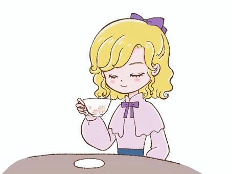 令嬢のティータイム ティータイム,お茶,紅茶,ティーカップ,お嬢様,上品,優雅,淑女,お姫様,令嬢のイラスト素材