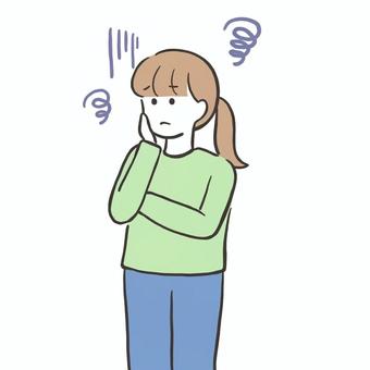 悩んでいる女性（カラー） 悩み,考え事,困りごと,心配,心配事,困り顔,不安,女性,女の人,女のイラスト素材