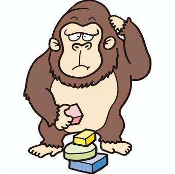 ゴリラ 動物,かわいい,コミカル,マンガチック,ユーモラス,ゴリラのイラスト素材