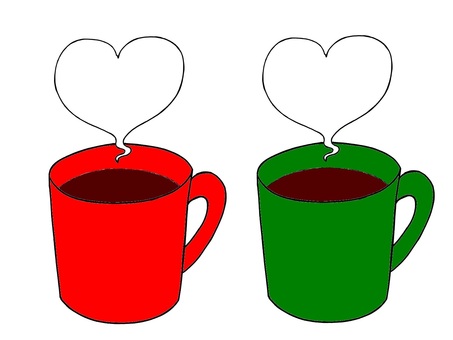 マグカップにはいったコーヒー ふたつ