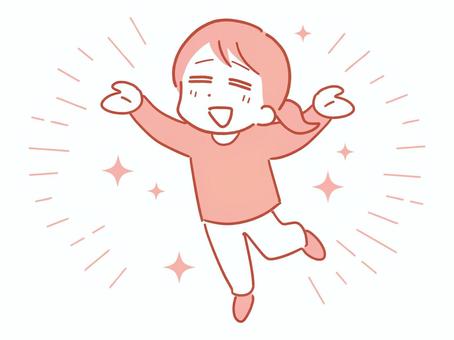 手を挙げて大喜びしている女性 女性,笑顔,喜ぶ,喜び,嬉しい,女,主婦,人物,人,若いのイラスト素材