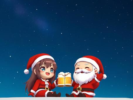 クリスマス生ビールサンタ乾杯サンタガール クリスマス,サンタクロース,サンタ,可愛い,サンタガール,パーティー,乾杯,クリスマスパーティー,パーティ,女性のイラスト素材