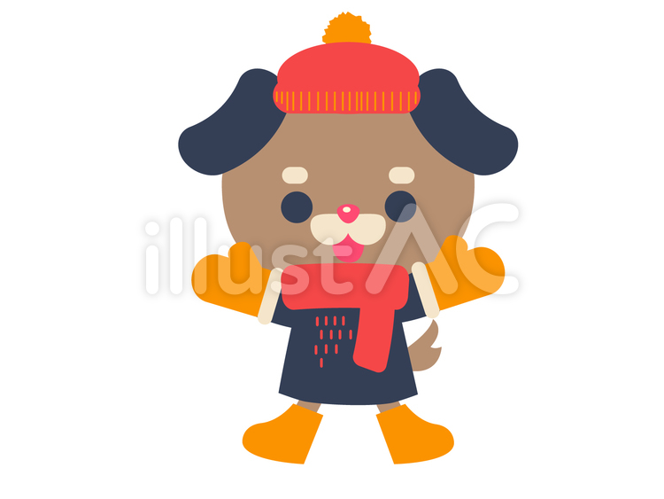 冬服を着た犬のイラスト素材 犬,動物,服のイラスト素材