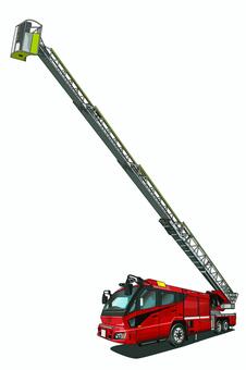 梯子を伸ばす消防署のハシゴ車 消防署,はしご車,緊急車両,消防車,赤色灯,火災,救助,イラストのイラスト素材