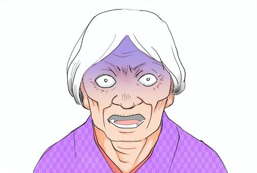 「お前あの祠を壊したんか！」おばあさん  老人,漫画,おばあさん,女性,祖母,怒る,驚く,長老,高齢,年寄りのイラスト素材