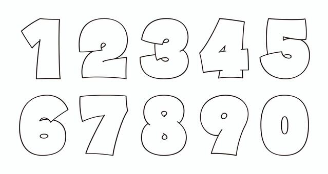 オリジナル数字セットJ 数字,フォント,オリジナル,文字,太文字,極太,ボールド,フチ文字,袋文字,細線のイラスト素材