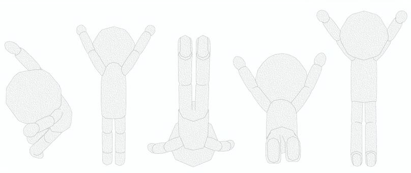 棒人間　ペパクラ風　姿勢の良いジャンプ 成功,喜ぶ,ラッキー,幸福,ヤッター,両手上げ,ハッピー,楽しい,嬉しい,万歳のイラスト素材