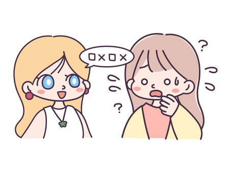 言葉が通じない女の子イラスト 英語 海外 話せない,英語,海外,外国人,喋れない,通じない,英会話,困る,会話,話のイラスト素材