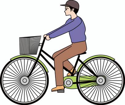 自転車乗る 自転車,乗る,二輪,移動,若い,男性,キャップ,横向き,線画のイラスト素材