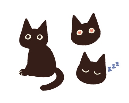 黒猫04 黒猫04 猫,黒猫,動物,ネコ,ペット,お座り,にっこり,手書き,ナチュラル,ハートのイラスト素材