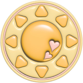 ぷっくり ワンポイント 立体的,ぷっくり,太陽,黄色,ハート,ワンポイントのイラスト素材