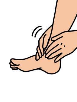 足のマッサージ 足,フットケア,マッサージ,両手,揉む,押さえる,足首,身体,商用フリー,イラストのイラスト素材