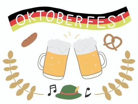 オクトーバーフェストのイラスト オクトーバーフェスト,ビール,ソーセージ,プレッツェル,帽子,ハット,麦,フェスティバル,イベント,お祭りのイラスト素材