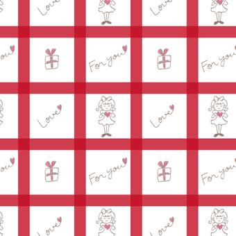 チェックラブレター 2月14日,2月,冬,バレンタインデー,イベント,チェック,リボン,文字,英語,loveのイラスト素材