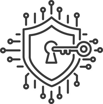 サイバーセキュリティ アイコン サイバーセキュリティ,セキュリティ,保護,アイコン,鍵,盾,線画,it,デジタル,ビジネスのイラスト素材