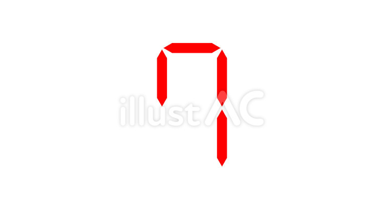 デジタル風数字7(赤色) デジタル,数字,7のイラスト素材
