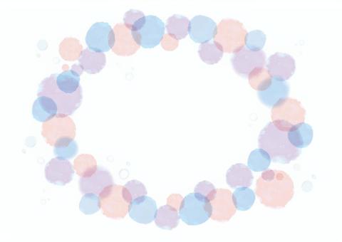 水彩円_フレーム26A 春,フレーム,背景,丸,水彩,かわいい,枠,手描き風,ドット,カラフルのイラスト素材