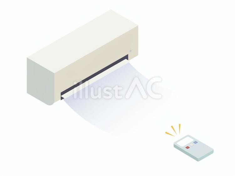 リモコンで冷房をつけるアイソメ アイソメ,おしゃれ,エアコンのイラスト素材