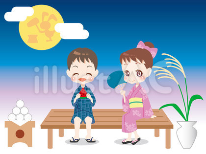 月見する子ども