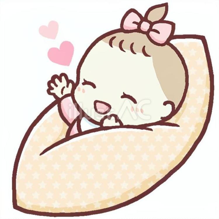 おくるみに包まれている赤ちゃん(女の子) 笑顔,人物,かわいいのイラスト素材