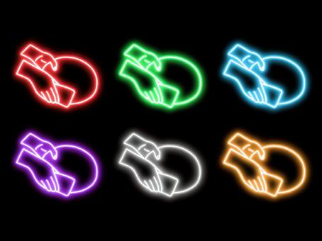 ネオンのお皿洗いする手元 皿,洗う,洗い,家事,炊事,手元,スポンジ,ゴム手袋,手書き,ネオンのイラスト素材