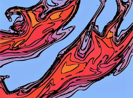 コミック調抽象マーブルアート コミック風,抽象的,アブストラクト,マーブル,アート,線画,輪郭,黒線,背景,壁紙のイラスト素材