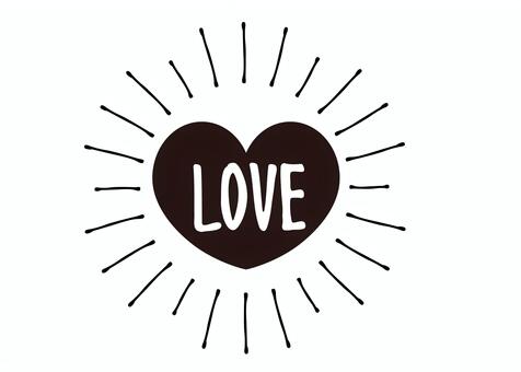 手描きLOVE　ハート　モノクロ love,ハート,モノクロ,文字,おしゃれ,手描き,バレンタイン,可愛い,線画,集中線のイラスト素材
