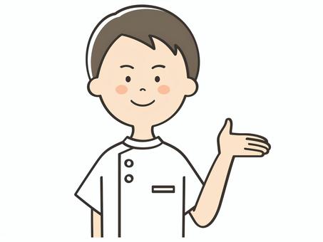 紹介する男性看護師 紹介する男性看護師 紹介,案内,説明,教える,解説,アドバイス,重要,提案,お知らせ,注目のイラスト素材