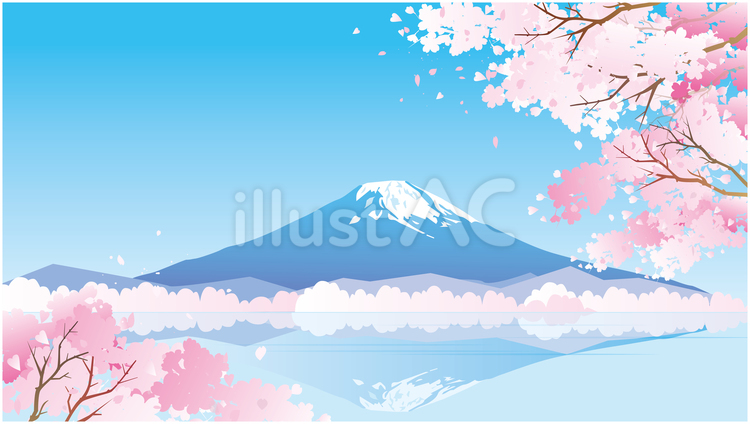 富士山が見える春の桜 春,富士山,桜のイラスト素材
