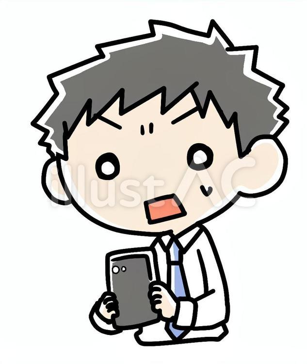 スマホで焦る男性 スマホ,スマートフォン,男性のイラスト素材