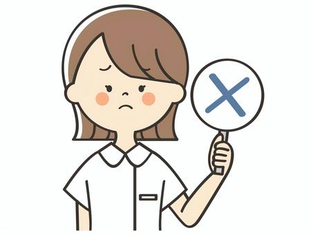 バツの札を持つ女性看護師 看護師,バツ,不正解,違う,間違い,誤り,クイズ,解答,看護士,看護婦のイラスト素材