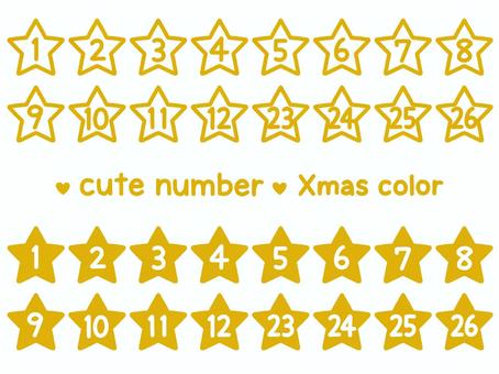 かわいい数字セット（Xmas星枠） 数字,番号,星,スター,枠,星枠,クリスマス,クリスマスカラー,12月,セットのイラスト素材