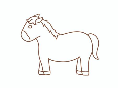 馬のシンプルなイラスト　線画・白 馬,ウマ,午年,うま年,たてがみ,しっぽ,牧場,放牧,競走馬,競馬のイラスト素材