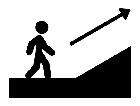 上り坂 上り坂,坂道,上り,道,歩行者,人,歩く,矢印,シルエット,黒のイラスト素材