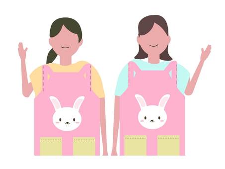 Illustration, childminder, female, a nursery school, 