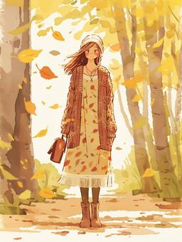 秋ファッションの女性のポートレート02