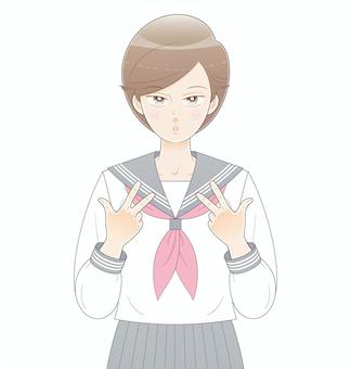 Illustration, female, school uniform, illustration, 