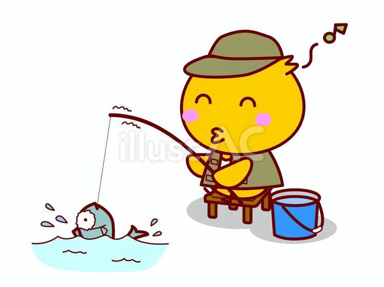 釣りをしているひよこ ひよこ,かわいい,釣りのイラスト素材