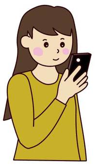 スマホを操作する女性 スマホ,女性,暇つぶし,ネットサーフィン,申込,予約,通信,チャットのイラスト素材