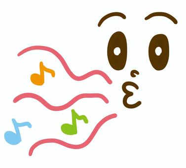 口笛を吹く 口笛,鼻歌,吹く,顔,男の子,男性,女の子,女性,音符,ご機嫌のイラスト素材