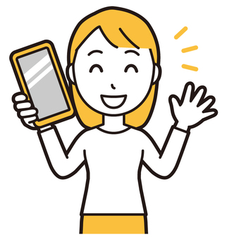 スマホを持って嬉しい顔の若い女性 嬉しい,女性,女の子,人,ロングヘア,若い,喜ぶ,スマホ,持つ,笑うのイラスト素材