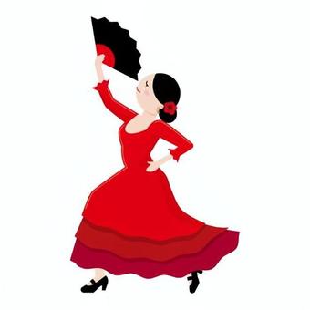 フラメンコ　ポーズ スペイン,外国,社会,フラメンコ,ポーズ,アバニコ,扇子,ドレス,踊る,花のイラスト素材