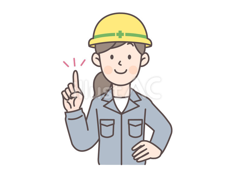 腰に手を当てて指差しする建設作業員_安全 人物,建設作業員,工事現場のイラスト素材