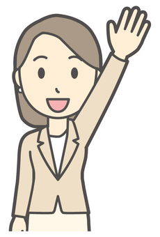 カジュアルスーツ女性-550-バスト  カジュアルスーツ女性-550-バスト 挙手,会社員,女性,スーツ,ビジネス,仕事,ol,人,大人,ビジネスウーマンのイラスト素材
