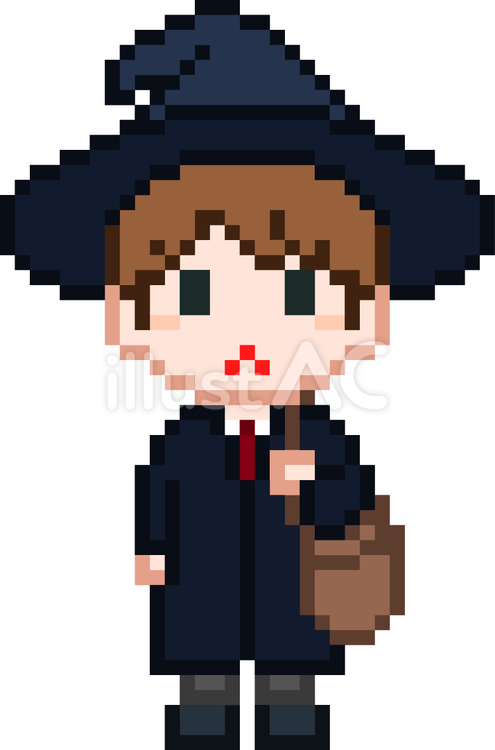 ドット絵の魔法学校の男子学生です。 ドット絵,魔法学校,学生のイラスト素材