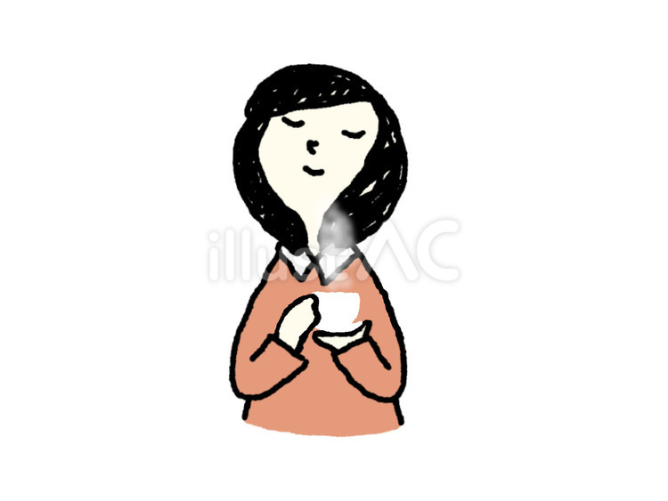 香りを楽しむ 人物,女性,飲み物のイラスト素材