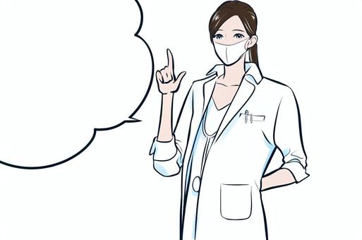 説明する女性の医者