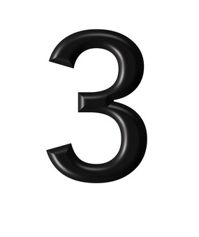 ３Dアラビア数字黒3 3,数字,3d,立体,黒,装飾文字,デザイン,アイコン,アラビア数字のイラスト素材