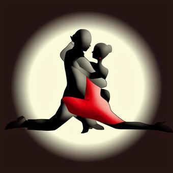 アルゼンチンタンゴ　  アルゼンチンタンゴ,ダンス,踊る,情熱,ポーズ,男女,シルエット,スポットライト,レトロのイラスト素材