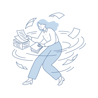 爆速で書類チェックするビジネスウーマン 人物,女性,ビジネス,仕事,書類,忙しい,オフィス,タスク,働く,事務のイラスト素材